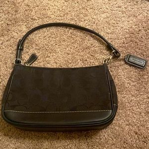 VINTAGE Small Black Coach Clutch Purse with Black Interior